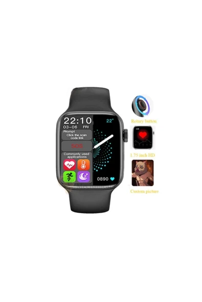 Hw22 Pd-a6 Smart Watch Dokunmatik Bluetooth Nabız Ölçme Sporcu Özellikli 1.75 Inç Akıllı Saat (siyah) - Resim 3