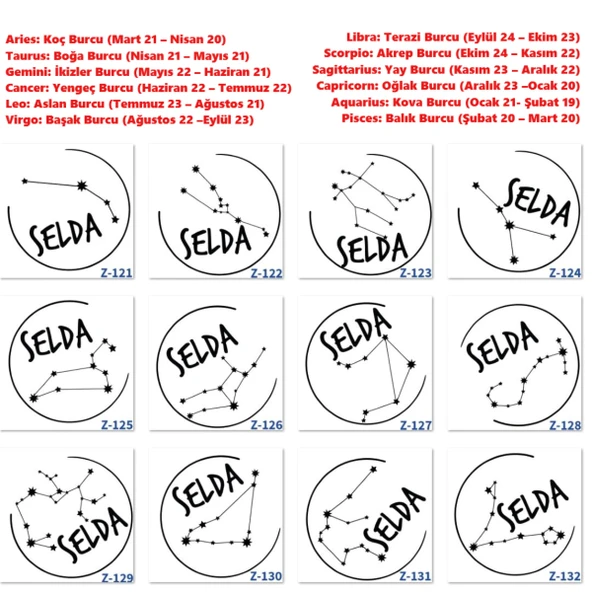 Kişiye Özel Burç Konseptli Seti - Ahşap Mühür ve Metal Madalya Seti - Z Serisi - Resim 4