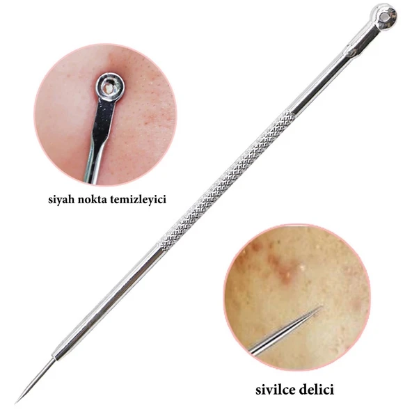 Paslanmaz Çelik Siyah Nokta Sivilce Ve Akne Temizleyici Set 3'lü Kit - Resim 4