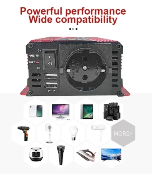 Epilons 12v 2000w Modifiye Sınus İnverter 220v Dijital Göstergeli- Taşınabilir Güç Kaynağı - Resim 5