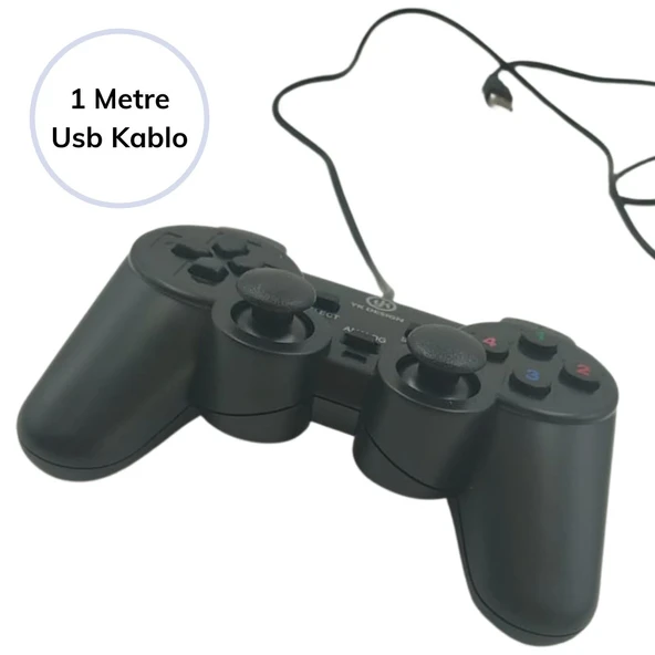 Çift Titreşimli Usb Kablolu Oyun Kolu Pc Uyumlu Vibration Gamepad - Resim 5
