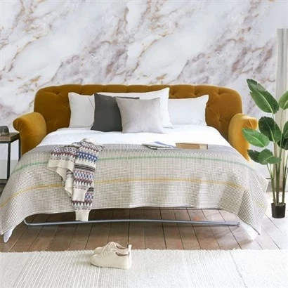 Mermer Desenli Masa Tezgah Mutfak Su Geçirmez Yapışkanlı Folyo Sticker Sarı 5x0,6m - Resim 2