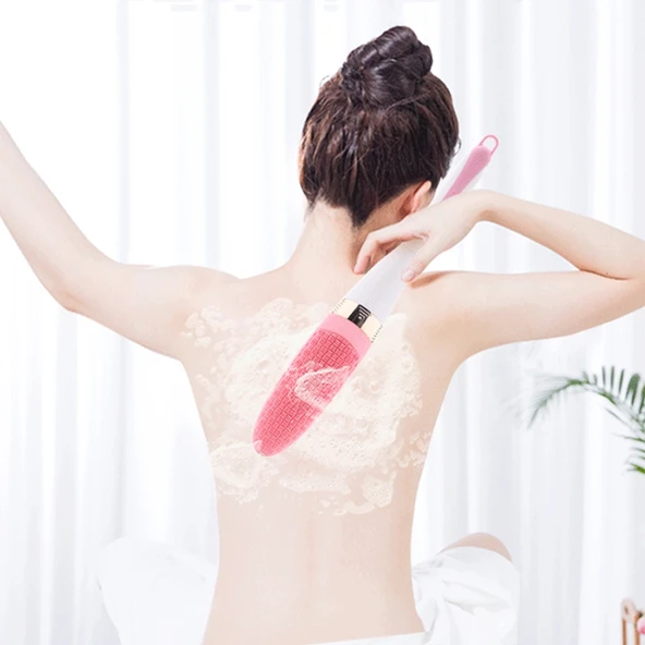 360° Dönebilen Pilli Titreşimli Kauçuk Duş Masaj Fırçası Rahatlatıcı - Resim 2