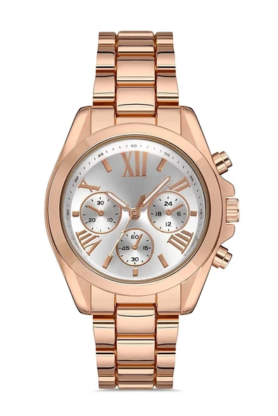 Zarif Ve Şık Özel Tasarım Roma Rakam Detaylı  Metal Bayan Kol Saati (rose) ürün görseli 1