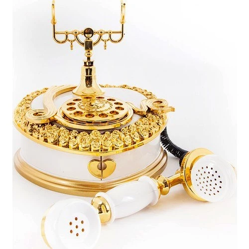 Nostaljik Polyester Telefon Müzik Ve Takı Mücevher Kutusu (beyaz) - Resim 3