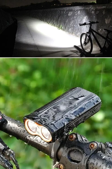 Şarj Göstergeli Uzun Menzil Su Geçirmez Led Bisiklet Feneri 1600 Lumen - Resim 8