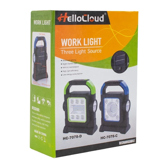 Hc-7078-c 3 Çalışma Modlu Cob Ledli Solar Taşınabilir Şarjlı Solar Lamba - Resim 3