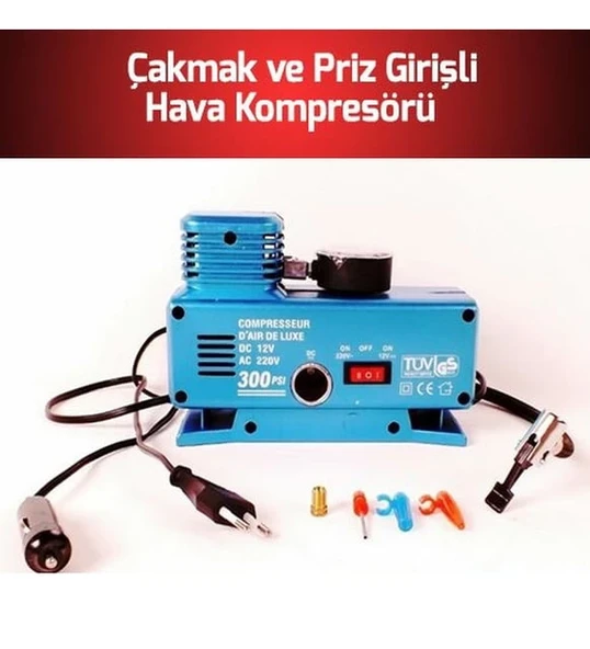 220 Volt-12 Volt 250 Psi Geniş Uygulama Yelpazesi Kompresör Lastik Hava Şişirme Oto Pompası - Resim 2