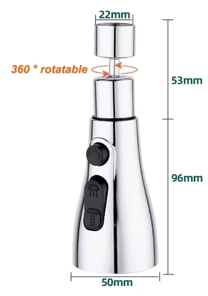Pratik 3 Fonksiyonlu Metalik Musluk Başlığı - Resim 5