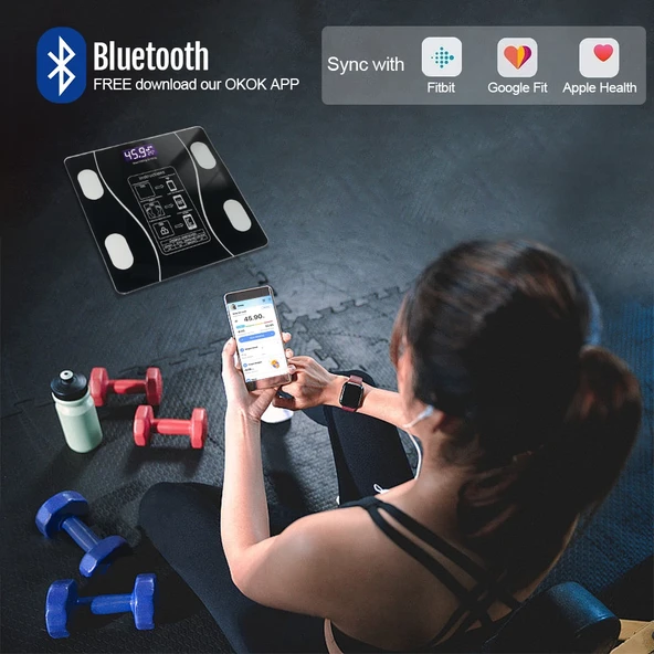 Akıllı Kablosuz Dijital Banyo Ve Vücut Yağ Ağırlık Ölçeği Vücut Kompozisyonu Analizörü Bluetoothlu Tartı - 5