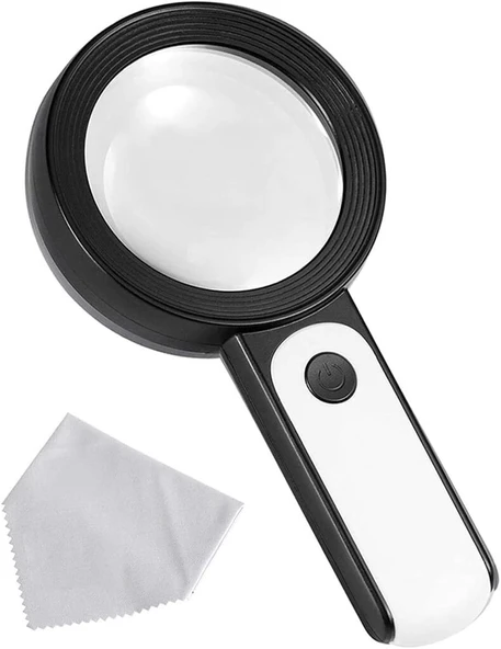 -30x -12ışıklı Büyüteç Taşınabilir Çıft Katmanlı Optik Cam Okuma Büyüteç 2290-18 - Resim 3