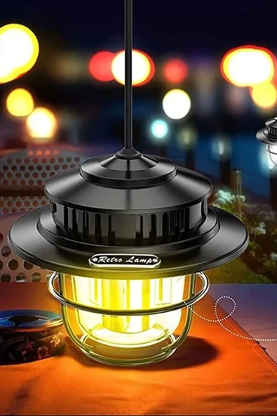 Taşınabilir Retro Fener Su Geçirmez Dış Mekan Güçlü Led Kamp Bahçe Feneri Dekor ürün görseli 1