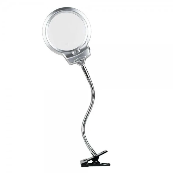 -2.5x130 Mm 5x24 Mm Led Aydınlatmalı Büyüteç,masa Üstü Metal Hortum Mandallı-mg15124-c - Resim 3