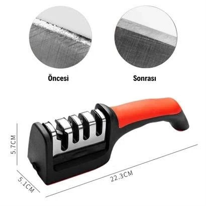 4 Aşamalı Kaymaz Tabanlı Hızlı Bıçak Ve Makas Bileme Aracı - Keskin Ve Pratik Kullanım - Resim 4
