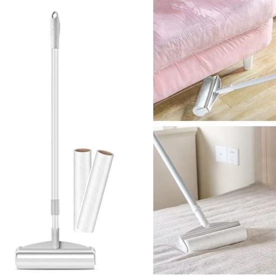 Teleskopik Saplı 24 Cm Yapışkanlı Tüy Rulosu Uzayabilen Hav Tüy Toz Toplayıcı Rulo 2 Yedekli ürün görseli 1