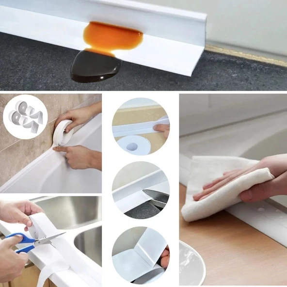 Su Sızdırmaz Banyo Mutfak Lavabo Küvet İzolasyon Şerit Bant,lavabo Kenar Bandı 3.2 Mt X 38 Mm - Resim 3