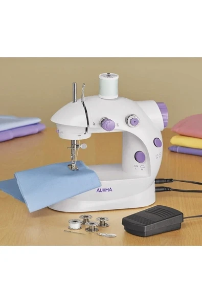 Işıklı Pedallı Dikiş Makinesi Mini Asw1 Beyaz Nakış ürün görseli 1