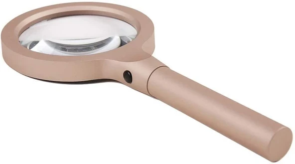 -12 Led Işıklı 10x Büyüteç  ,yaşlılar Ve Çocuklar Için Okuma Saplı  Metal Büyüteç 8013 - Resim 3