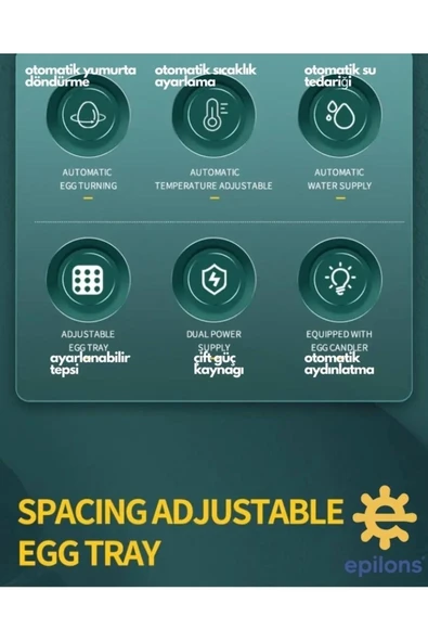 Profesyonel 130 Yumurtalık Tam Otomatik Kuluçka Makinesi Yedek Motorlu Tavuk Kaz Ördek Bıldırcın Güvercin Süs Kuşu İçin Tasarlanmış - Resim 7