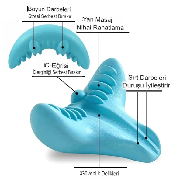 Ergonomik Boyun Masaj Yastığı – Servikal Traksiyon Destekli, Omurilik Ortopedik Yastık - Resim 4