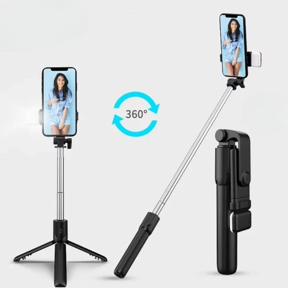 Kendiliğinden Led Işıklı Kumandalı Uzayabilen Selfie Çubuğu,masa Üstü Tripod - Resim 3