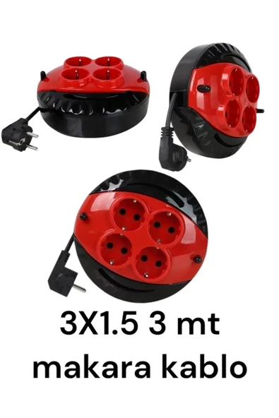 Mini Kablolu Makara 4'lü 3mt (3x1,5cm)(1 Adet) ürün görseli 1