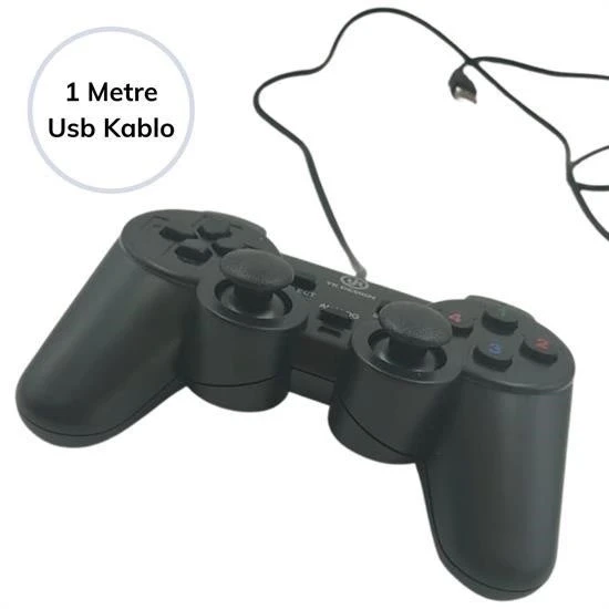 Çift Titreşimli Usb Kablolu Oyun Kolu Pc Uyumlu Vibration Gamepad - 5