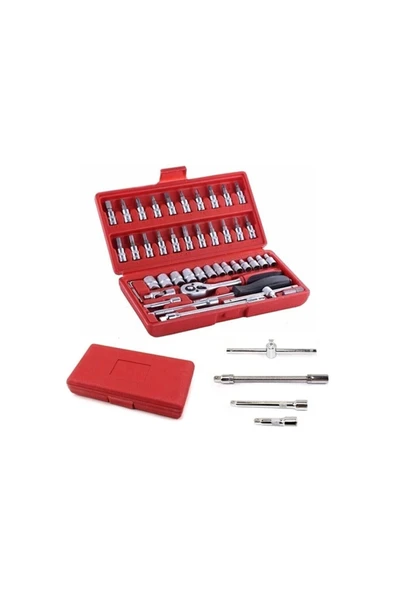 Cr-v Max 1/4 Cırcırlı 46 Parça Lokma Anahtar Takımı Bits Uç Seti Tam Set Germany - Resim 4