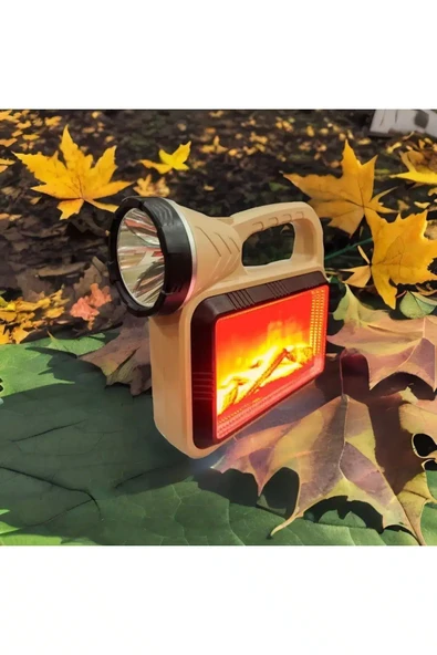 Güneş Enerjili Şömineli Çok Fonksiyonlu Çift Işık Kaynağı Usb Şarjlı Solar El Feneri ürün görseli 1