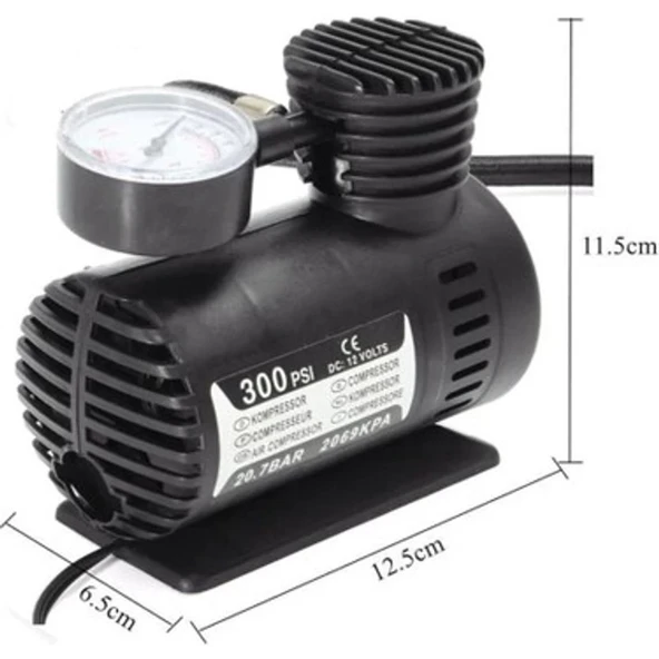 Plastik Gövdeli Siyah Mini Hava Kompresörü - Resim 3