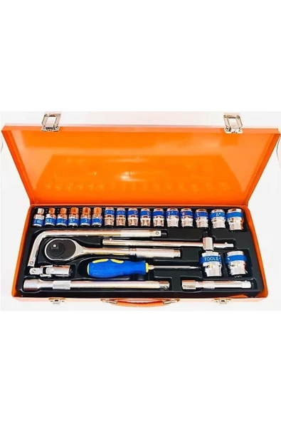 25 Parça 1/2 Lokma Seti Chrome Vanadium Parlak ürün görseli 1