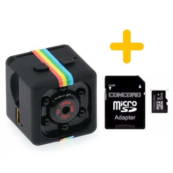 Mini SQ11 Kamera Full Hd Mikro Araç Kamerası Gece Görüşlü Taşınabilir Güvenlik Kaydedici 32gb Hafıza Kartı Hediyeli ürün görseli 1