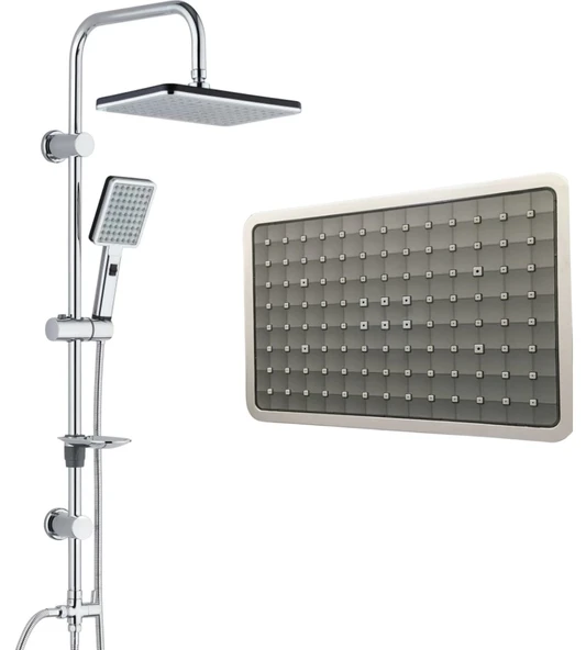 Domino Krom Yağmurlama Sistemli Tepe Duş Seti - Fonksiyonel Ve Şık Tasarım ürün görseli 1