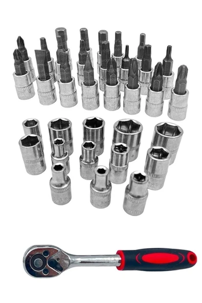 Cr-v Max 1/4 Cırcırlı 46 Parça Lokma Anahtar Takımı Bits Uç Seti Tam Set Germany - Resim 3