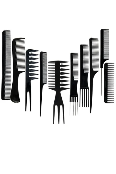 10 Parça Profesyonel Kuaför Tarak Seti - Saç Kesim, Ayırma, Şekillendirme Ve Fön Tarağı - Resim 4