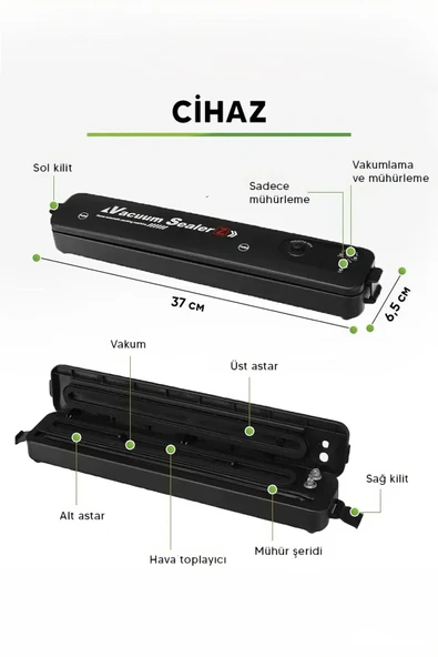 Gıda Vakum Ve Mühürleme Makinesi- Yiyecek Tazeliği Koruma Ev Ve Restoran İçin - Resim 3