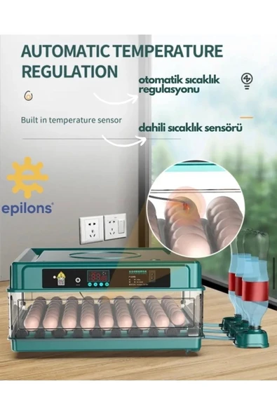 Epilons Profesyonel 130 Yumurtalık Otomatik Kuluçka Makinesi Tavuk Bıldırcın Güvercin Kaz Hindi Wi-fi Kamera - 6