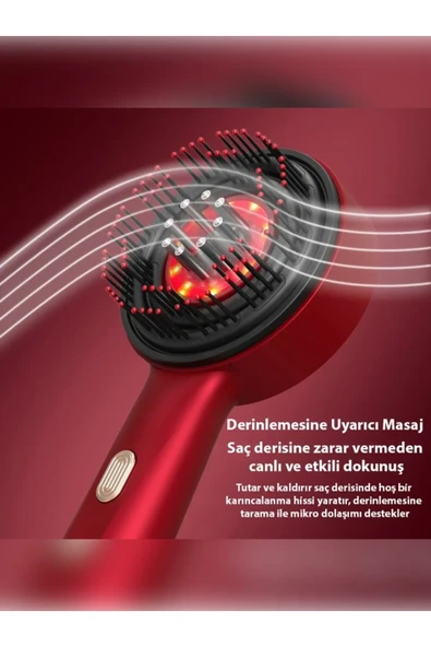Şarjlı Ve Titreşimli Saç Masaj Tarağı Bakım Yağı Hazneli Fırça - Resim 7