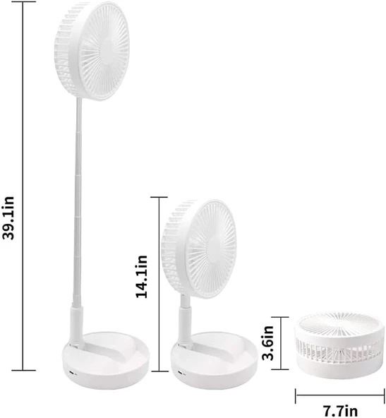 Teleskopik Fan Vantilatör 4 Modlu Şarjlı Katlanabilir Yükseltilebilir Taşınabilir Serinletici Portatif Masa Vantilatörü - Resim 3