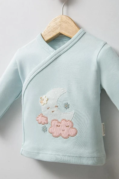 Bebitof %100 Pamuk Sevimli Ay ve Bulut Desenli 10 Parça Kutulu Yenidoğan Bebitof Hastane Çıkışı Zıbın Seti BBTF.SYSL.10123 - 4