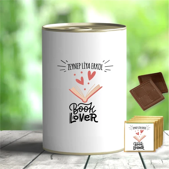 Kişiye Özel Book Lover Tasarımlı Hediye Çikolata Konservesi - MK04