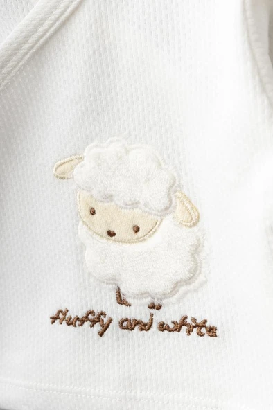 Bebitof %100 Pamuk Sevimli Kuzu Desenli 10 Parça Kutulu Yenidoğan Hastane Çıkışı Zıbın Seti BBTF.EKR.10120 - 2