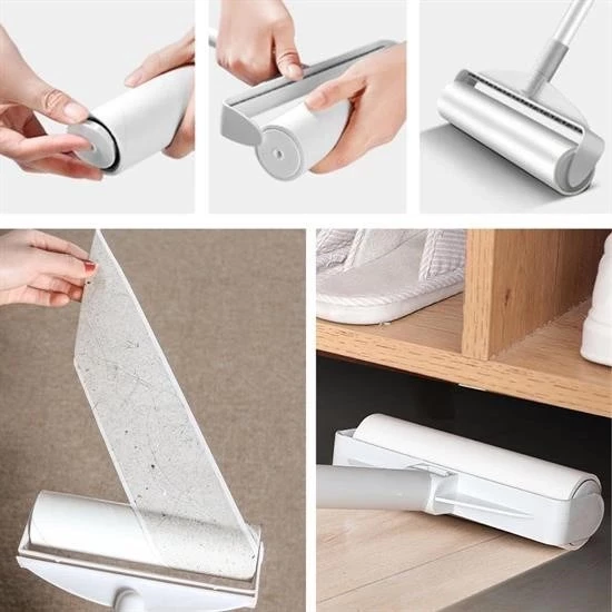 Pratik Temizlik İçin Yapışkanlı Tüy Rulosu 24 Cm Teleskopik Uzayabilen Saplı 2 Yedekli - Resim 4