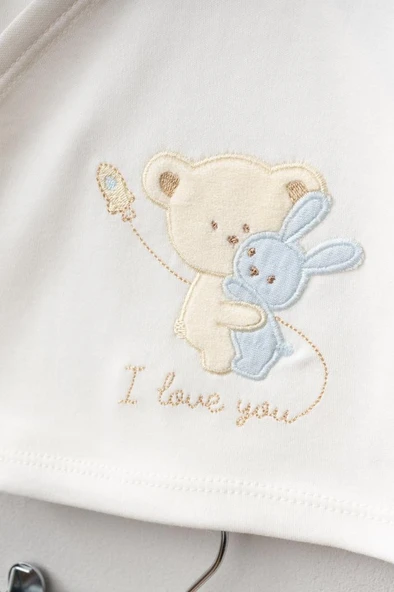 Bebitof %100 Pamuk Sarılan Ayıcık Desenli 10 Parça Kutulu Yenidoğan Hastane Çıkışı Zıbın Seti BBTF.MV.10099 - 3