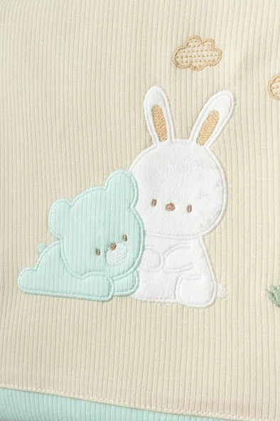 Bebitof %100 Pamuk Ayıcık ve Tavşan Desenli 10 Parça Kutulu Yenidoğan Hastane Çıkısı Seti BBTF.SYSL.10088 - 3