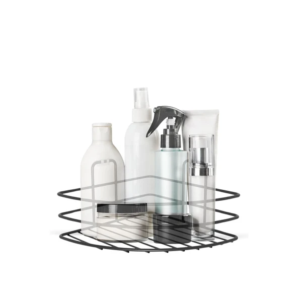 Buffer® Kendiliğinden Yapışkanlı Montaj Gerektirmeyen Tek Katlı Banyo Askı Köşe Şampuanlık Siyah - 7