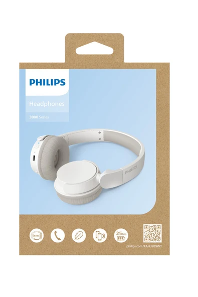 Philips Tah3209 Kablosuz Kulak Üstü Kulaklık Dinamik Bas, Bluetooth, 25 Saat Kullanım Beyaz - Resim 6