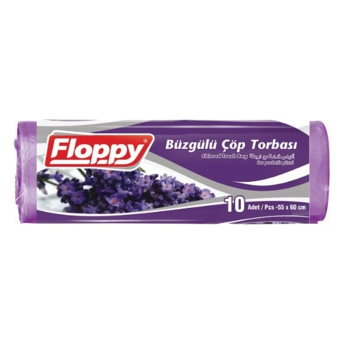 Floppy Lavanta Kokulu Büzgülü Çöp Torbası 55x60cm 10 Adet - 1