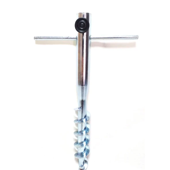 Leva House Burgulu Metal Sıkma Aparatlı Plaj Şemsiye Kazığı 40 cm - 1