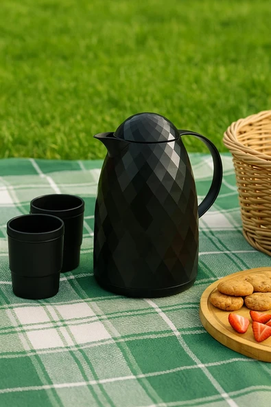 1 Lt Akrilik Siyah Çay Termosu 12 Saat Sıcak 24 Saat Soğuk - 2